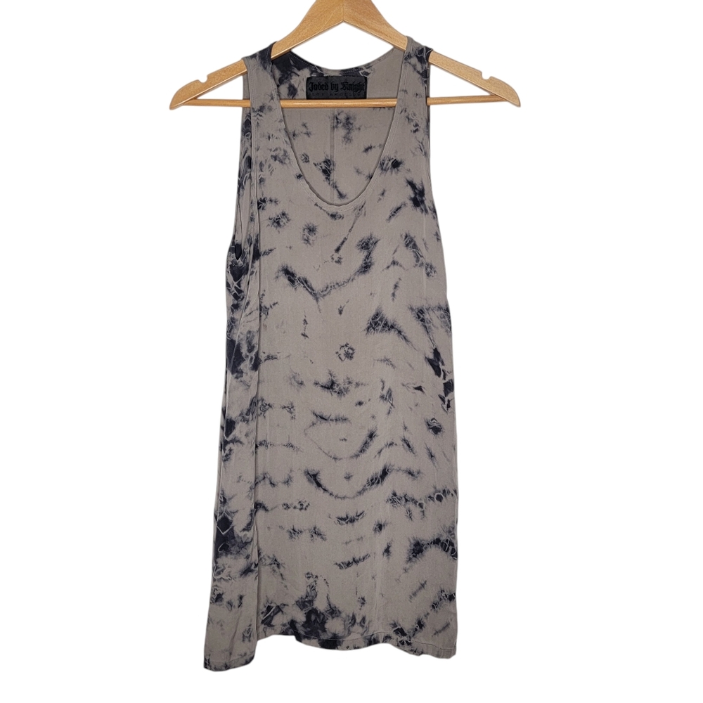 Jaded by Knight Los Angeles 100% Silk Gray / Black Tie Dye Tank Top RARE Dress S